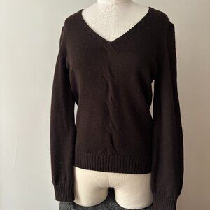 1990s Brown Cashmere & Wool Sweater | Vintage Soft V-neck Knit
